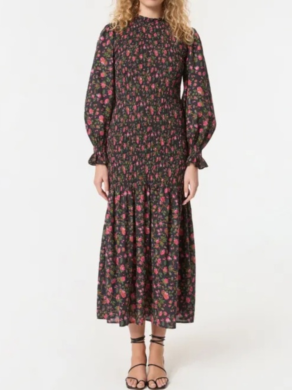 NWOT RHODE “Eliza” Floral Smocked Cotton Floral Dress Sz Small